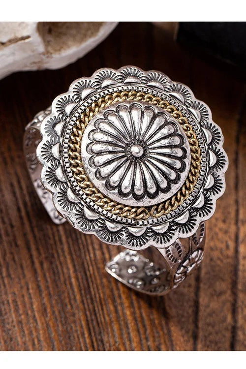 Western Metal Turquoise Exaggerated Bangle