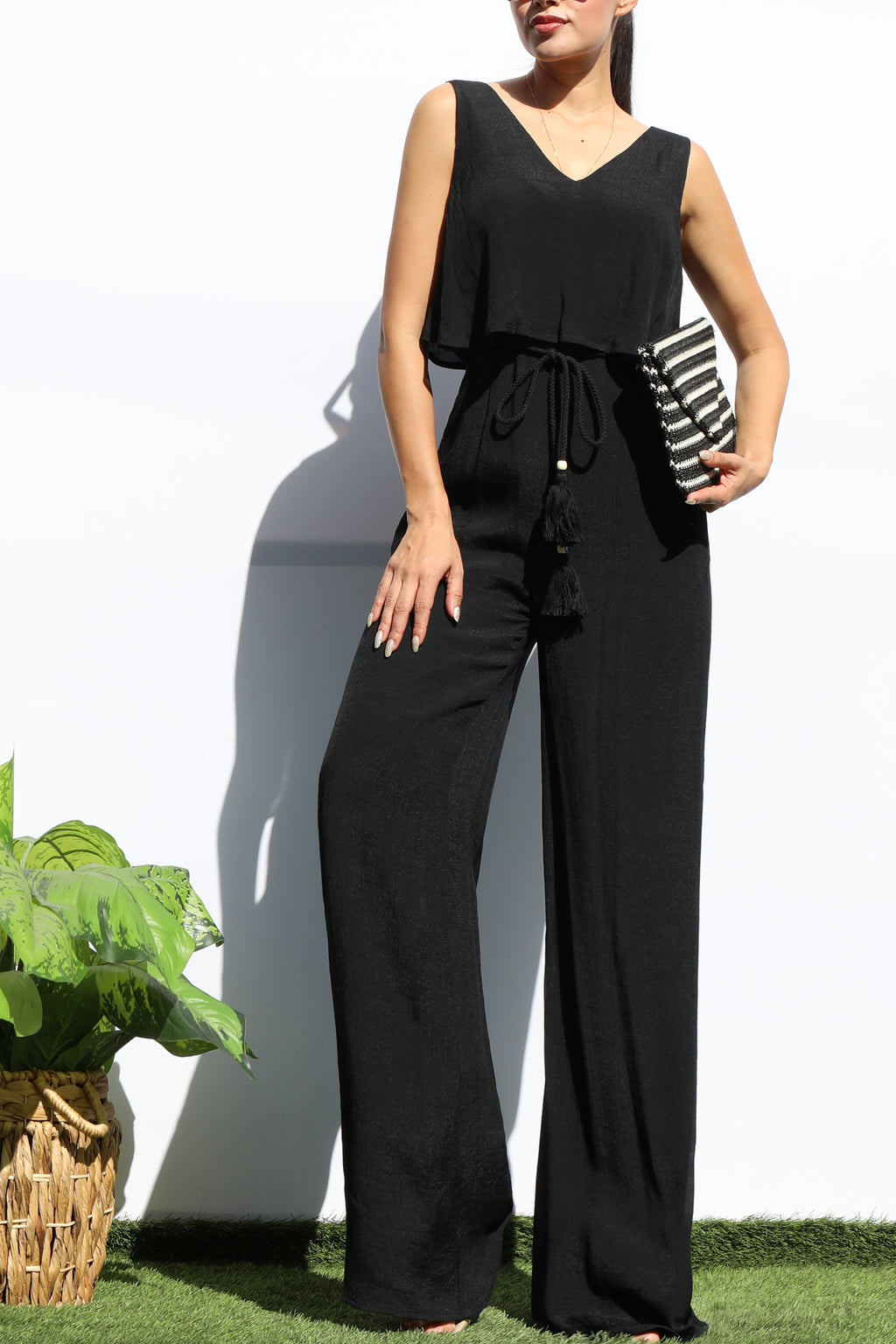 Berenice V Neck Sleeveless Jumpsuit