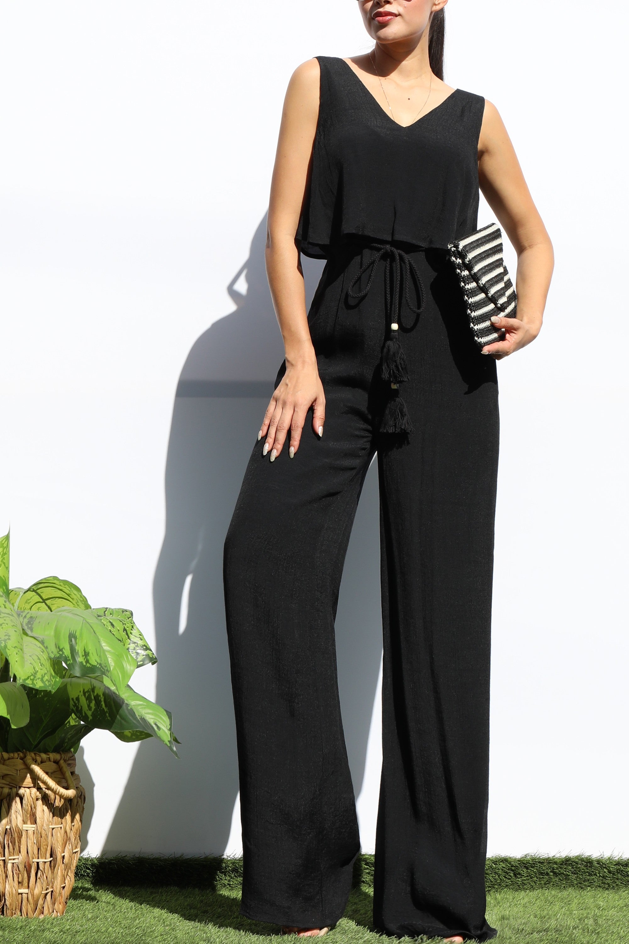Berenice V Neck Sleeveless Jumpsuit
