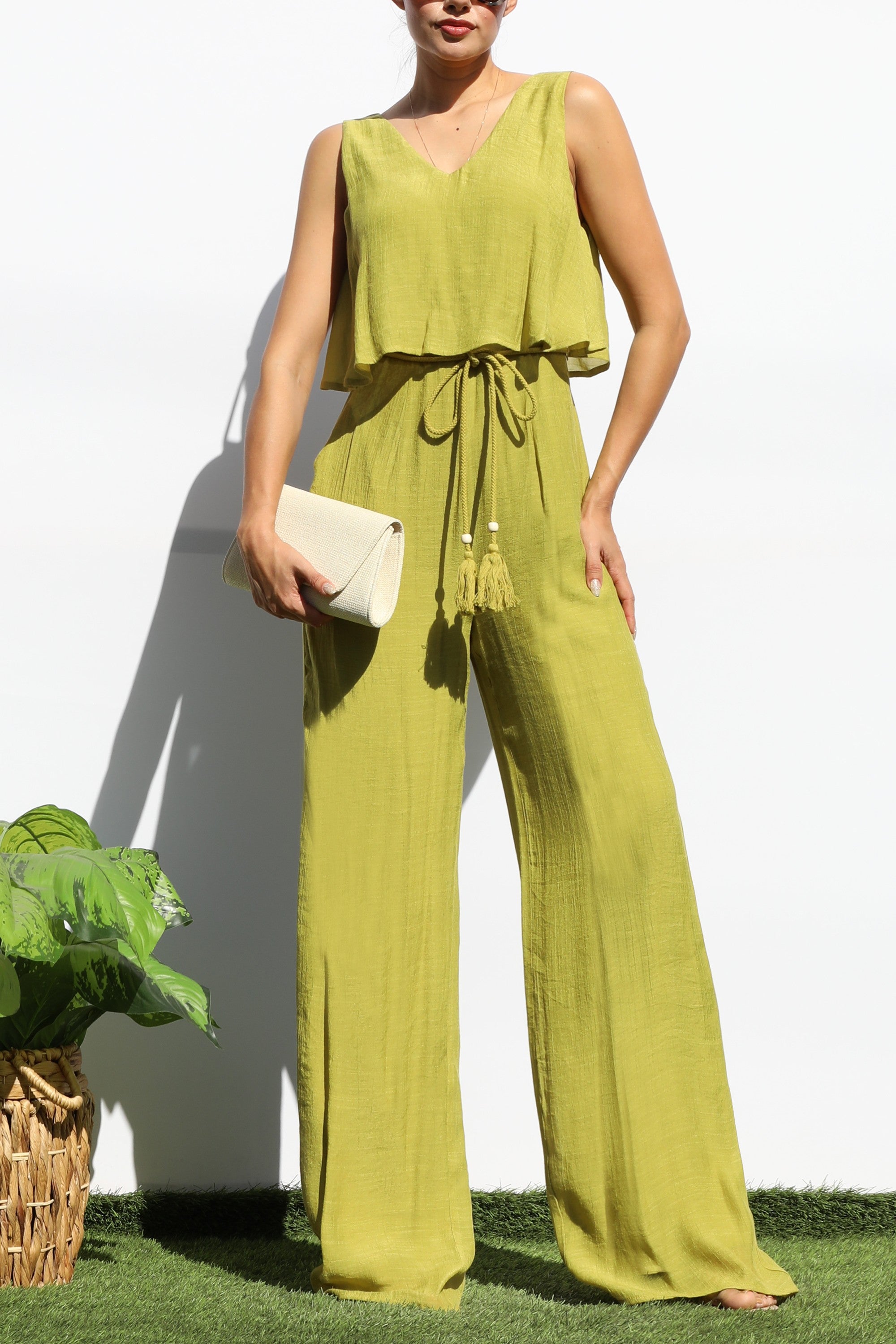 Berenice V Neck Sleeveless Jumpsuit