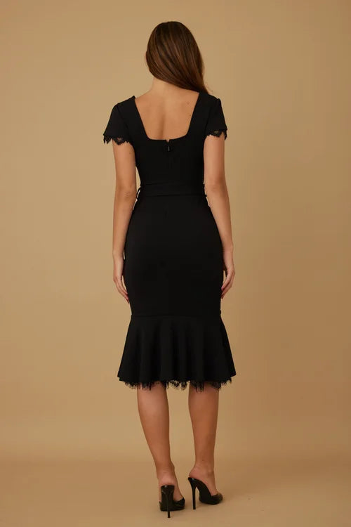 Fatima Lace Double Layer Classy Midi Dress