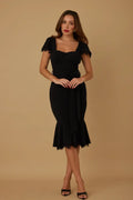 Fatima Lace Double Layer Classy Midi Dress