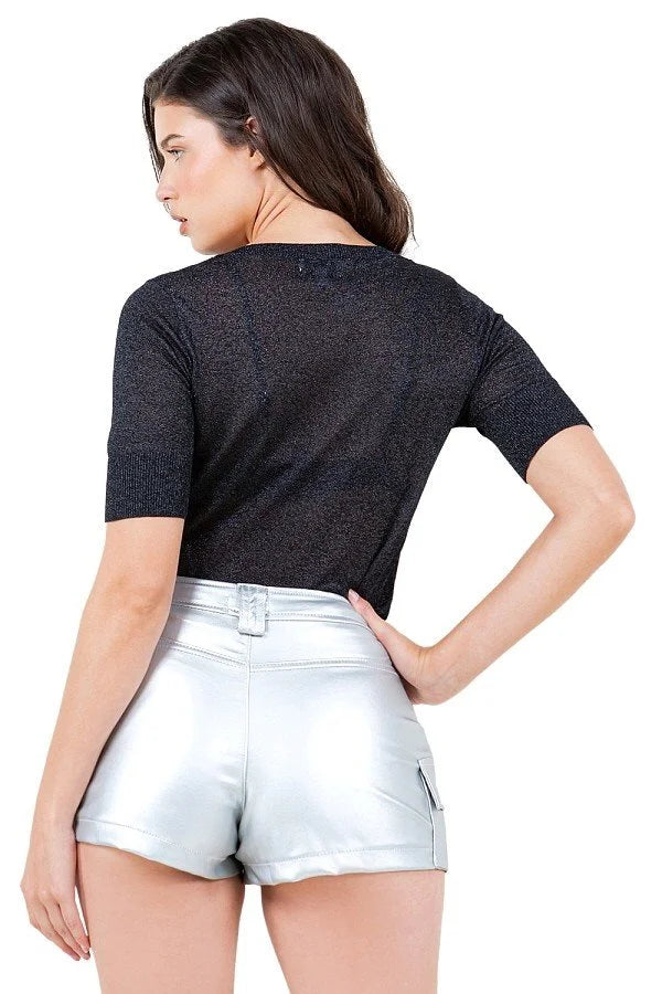 Flor Sheer Knit & Rhinestone Top