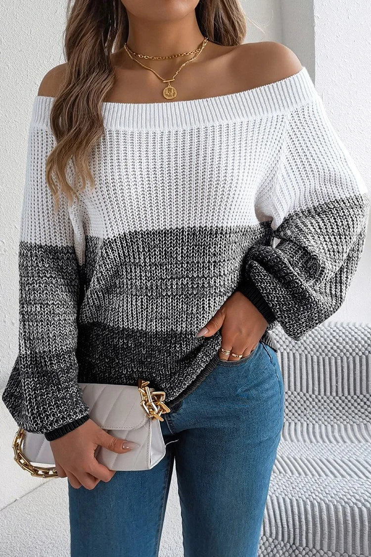 Julieta Off-shoulder Gradient Knit Sweater