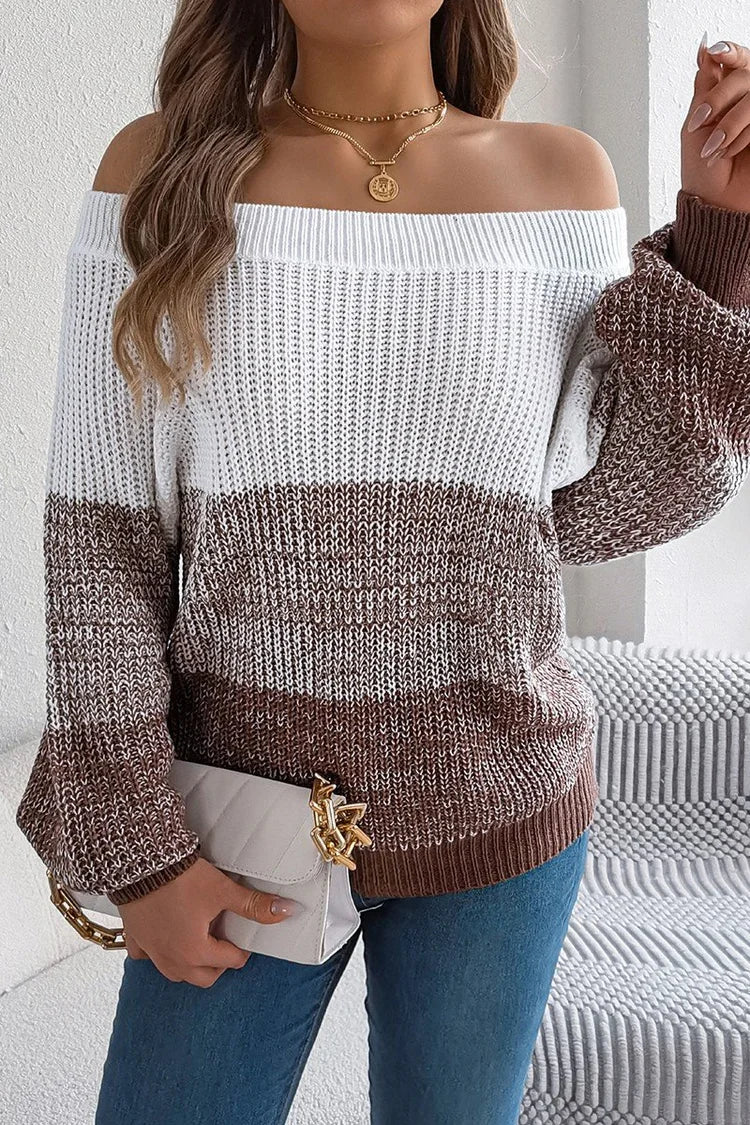 Julieta Off-shoulder Gradient Knit Sweater