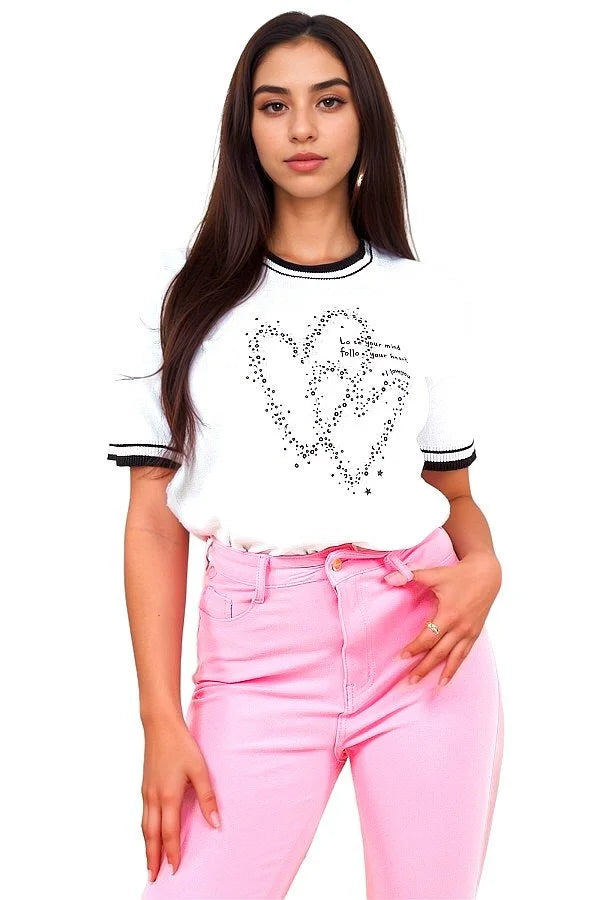 Lucy Stone-Pearl Embellished Top
