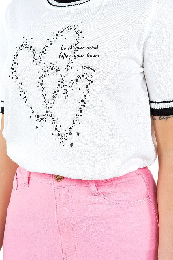 Lucy Stone-Pearl Embellished Top