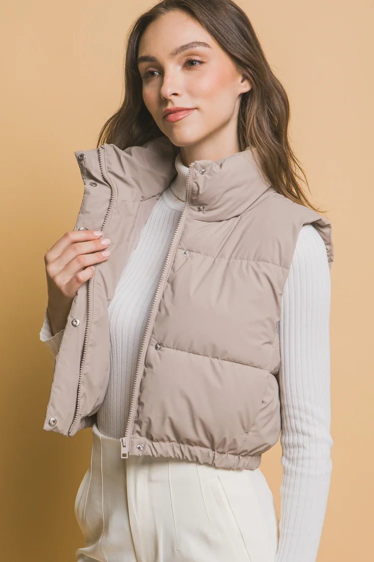 Raquel Cropped Puffer Vest with Pockets