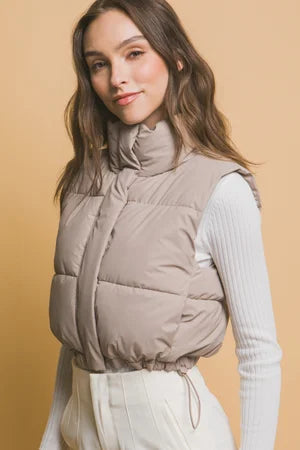 Raquel Cropped Puffer Vest with Pockets