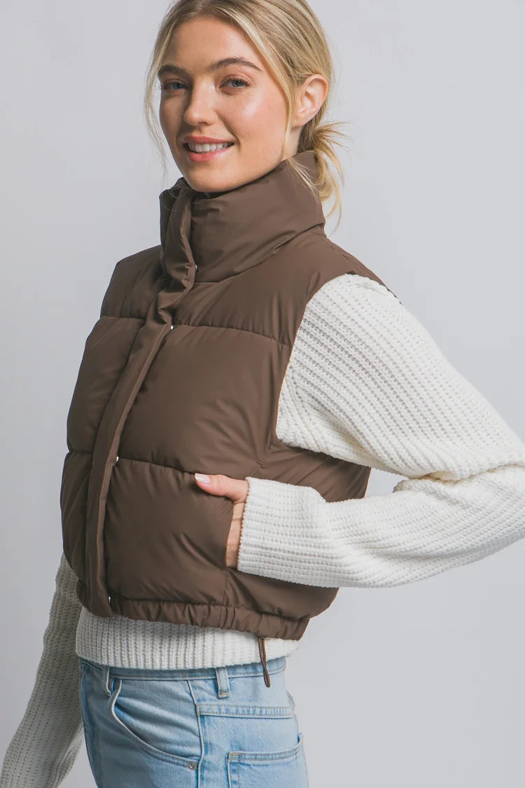 Raquel Cropped Puffer Vest with Pockets