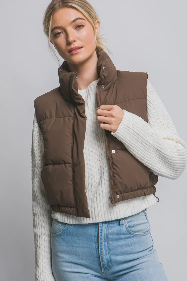 Raquel Cropped Puffer Vest with Pockets