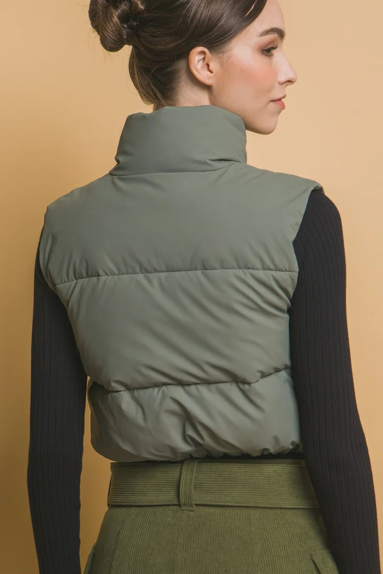 Raquel Cropped Puffer Vest with Pockets