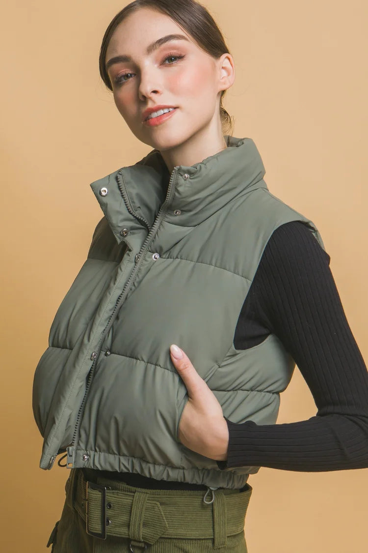 Raquel Cropped Puffer Vest with Pockets