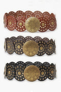Western Studded Circular Disc Snap Punk Belt