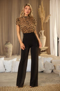 Ines Animal Print Top Fashion Jumpsuit