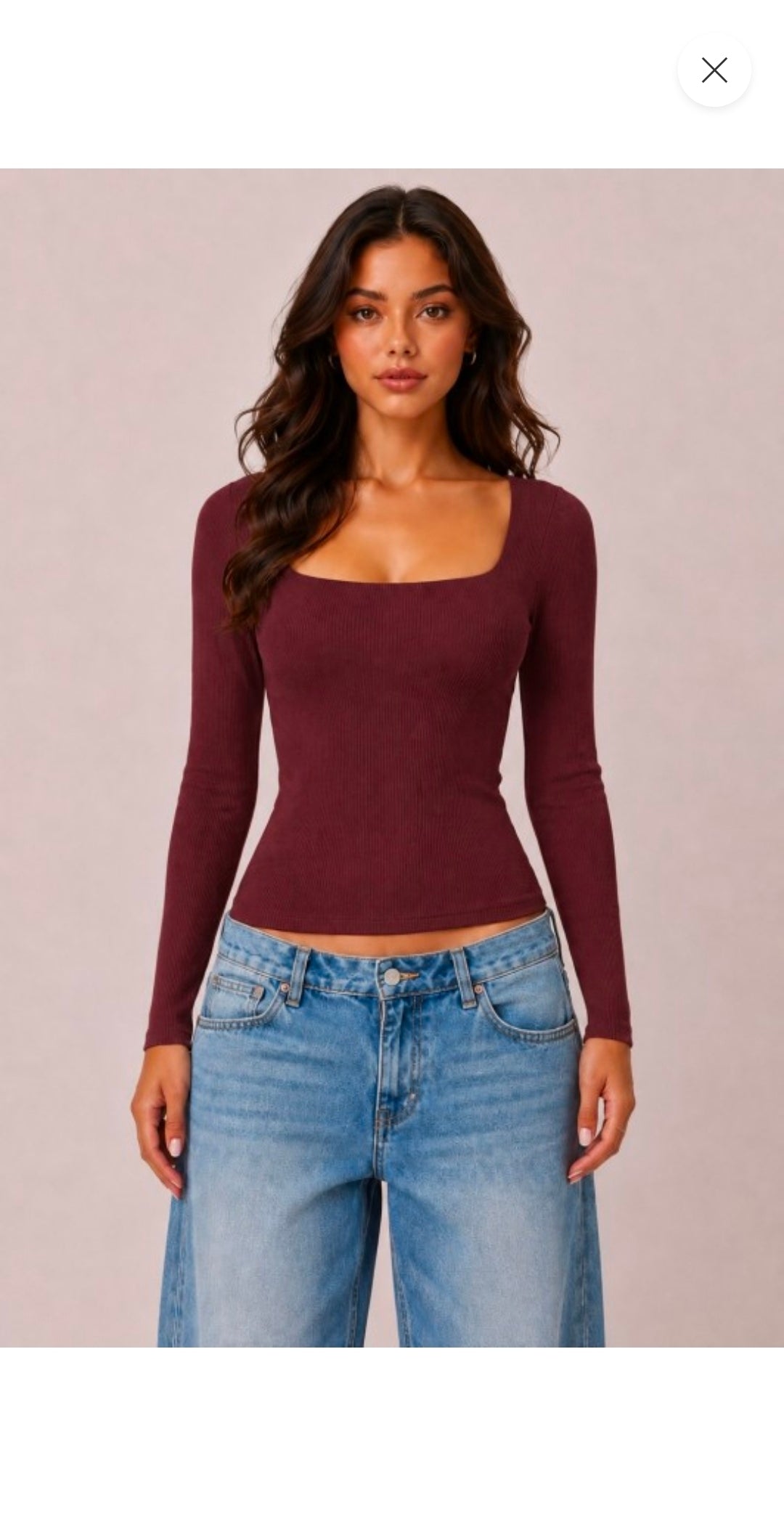 Fabiana Square Neck Long Sleeve Top