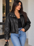 Clarisa Leather Mock Neck Jacket