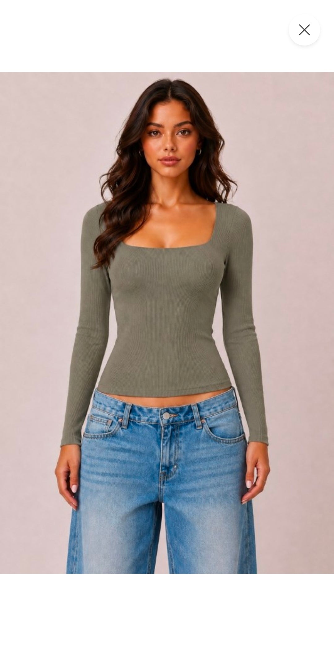 Fabiana Square Neck Long Sleeve Top