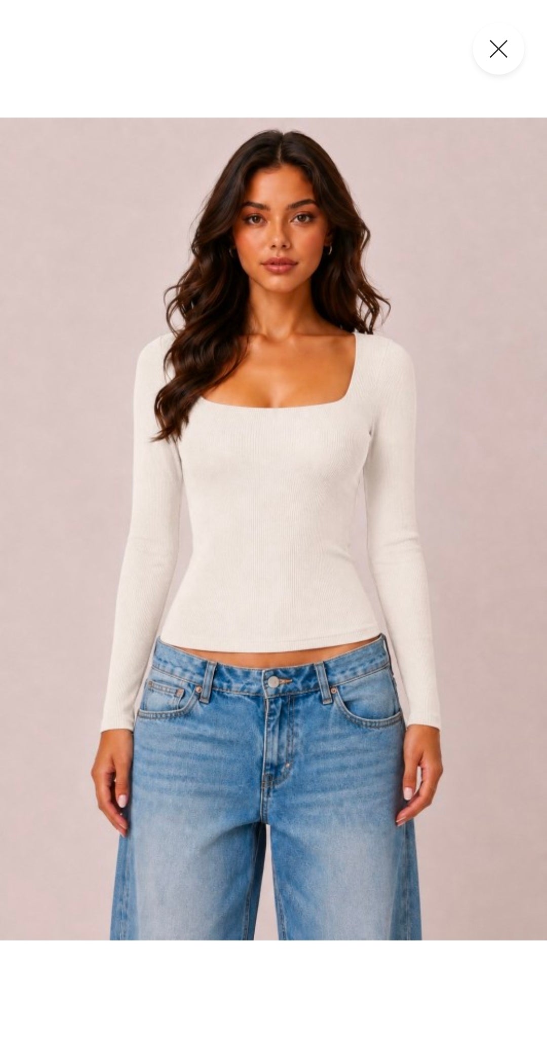 Fabiana Square Neck Long Sleeve Top